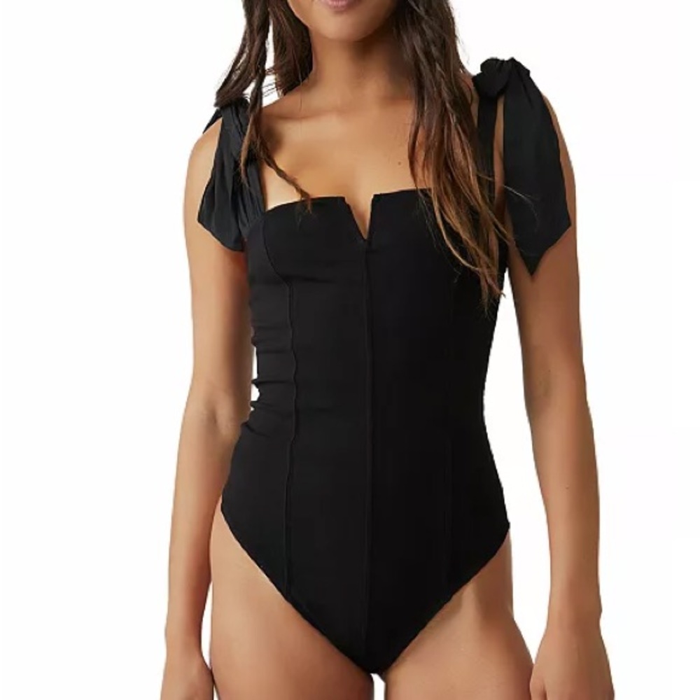 Free People Black Bodysuit